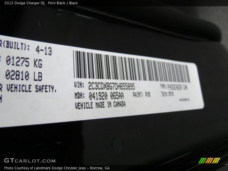 Pitch Black / Black 2013 Dodge Charger SE