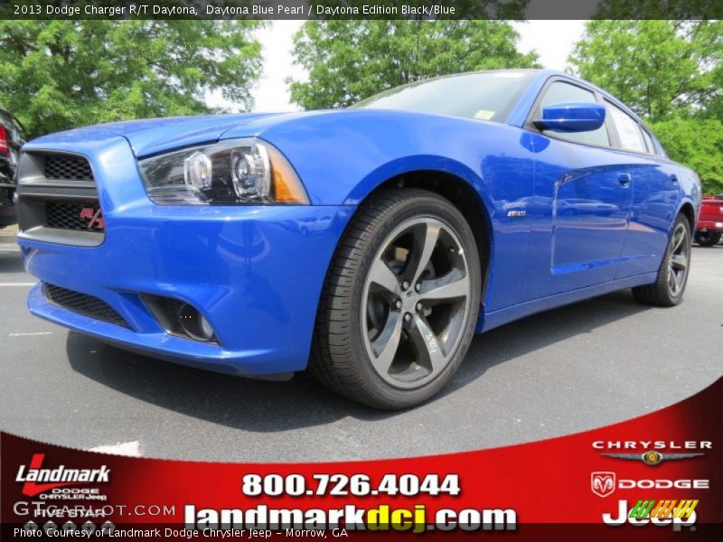 Daytona Blue Pearl / Daytona Edition Black/Blue 2013 Dodge Charger R/T Daytona