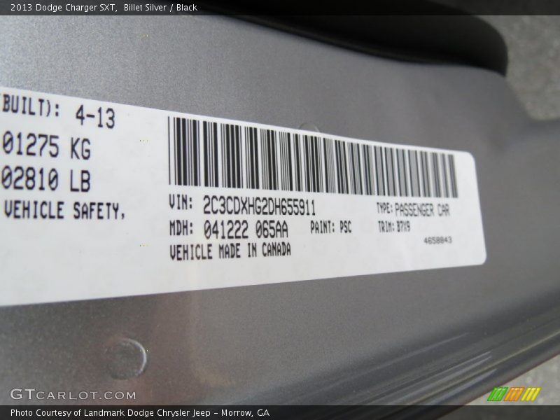 2013 Charger SXT Billet Silver Color Code PSC