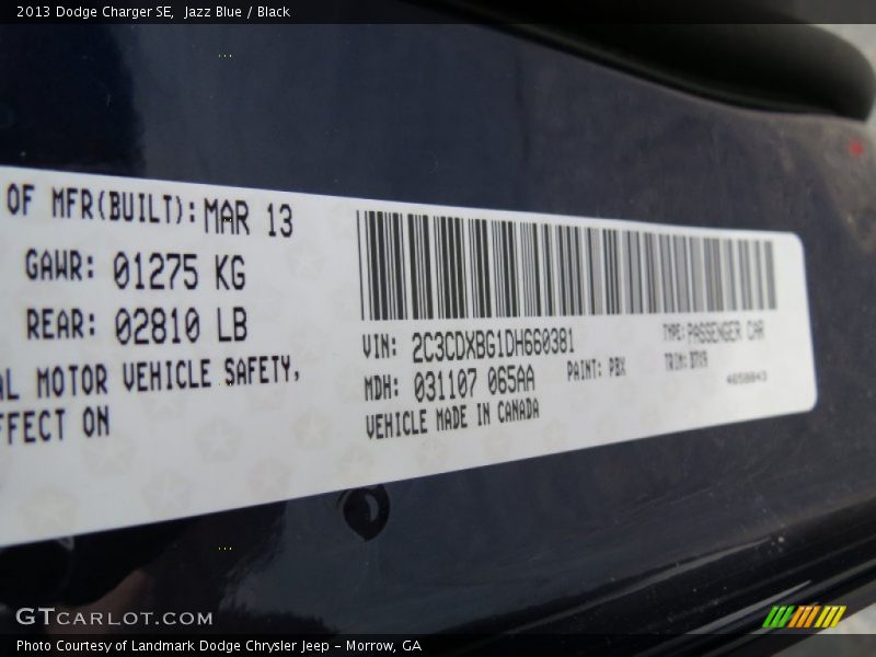 Jazz Blue / Black 2013 Dodge Charger SE