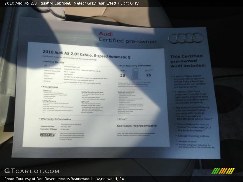 Meteor Gray Pearl Effect / Light Gray 2010 Audi A5 2.0T quattro Cabriolet