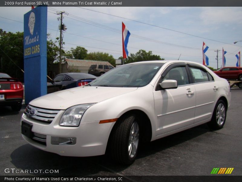 White Platinum Tri Coat Metallic / Camel 2009 Ford Fusion SEL V6