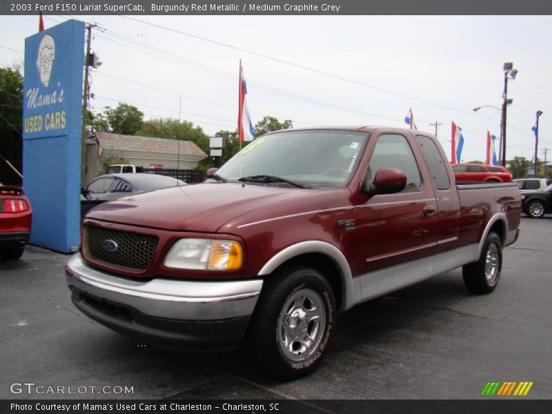 Burgundy Red Metallic / Medium Graphite Grey 2003 Ford F150 Lariat SuperCab