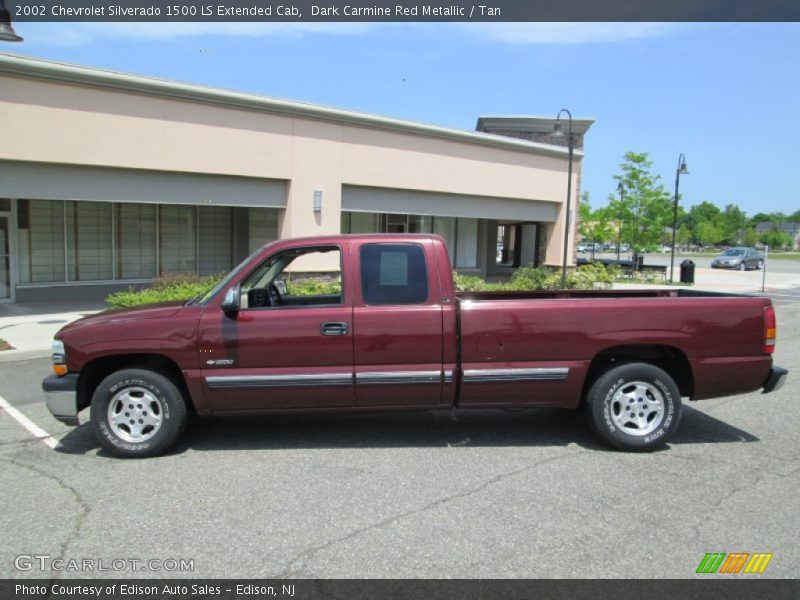 Dark Carmine Red Metallic / Tan 2002 Chevrolet Silverado 1500 LS Extended Cab