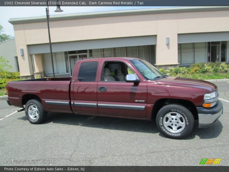 Dark Carmine Red Metallic / Tan 2002 Chevrolet Silverado 1500 LS Extended Cab