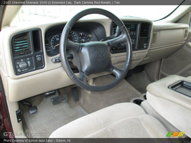 Dark Carmine Red Metallic / Tan 2002 Chevrolet Silverado 1500 LS Extended Cab