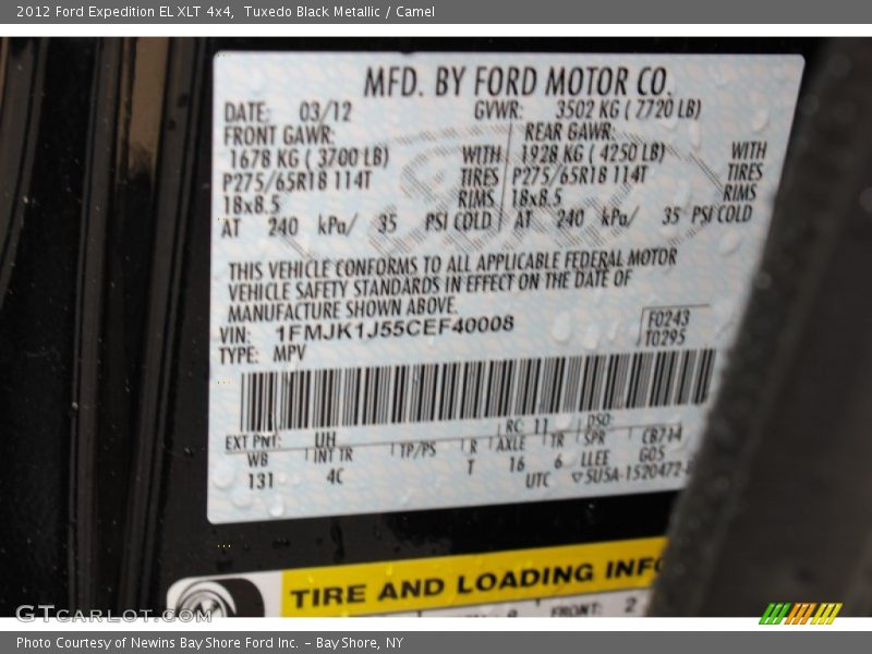 Tuxedo Black Metallic / Camel 2012 Ford Expedition EL XLT 4x4