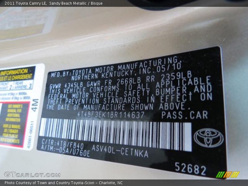 Sandy Beach Metallic / Bisque 2011 Toyota Camry LE