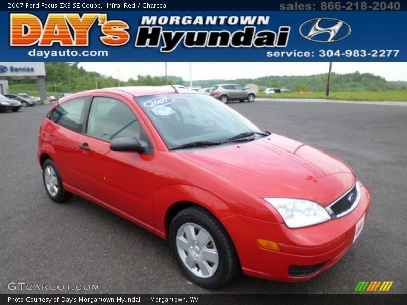 Infra-Red / Charcoal 2007 Ford Focus ZX3 SE Coupe