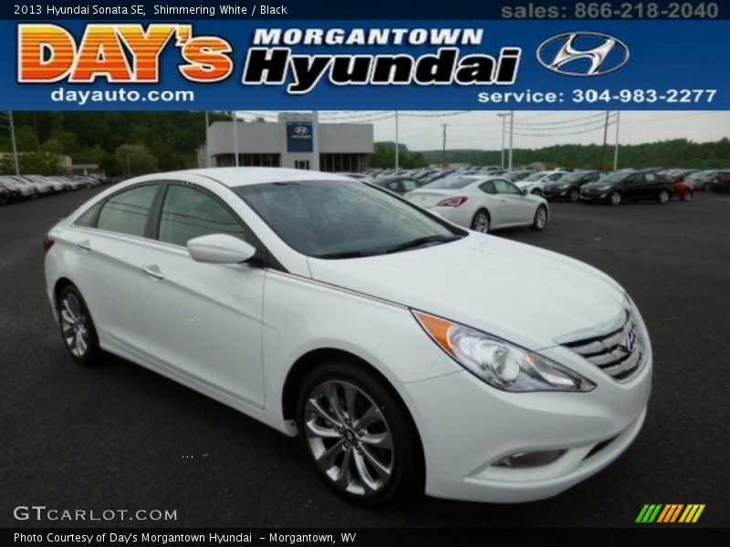 Shimmering White / Black 2013 Hyundai Sonata SE