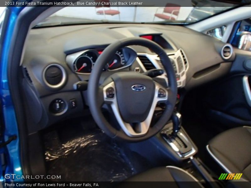 Blue Candy / Charcoal Black Leather 2013 Ford Fiesta Titanium Hatchback