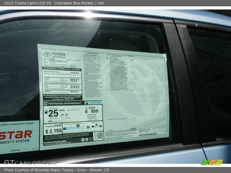 Clearwater Blue Metallic / Ash 2013 Toyota Camry XLE V6