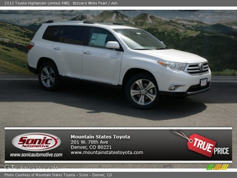 Blizzard White Pearl / Ash 2013 Toyota Highlander Limited 4WD