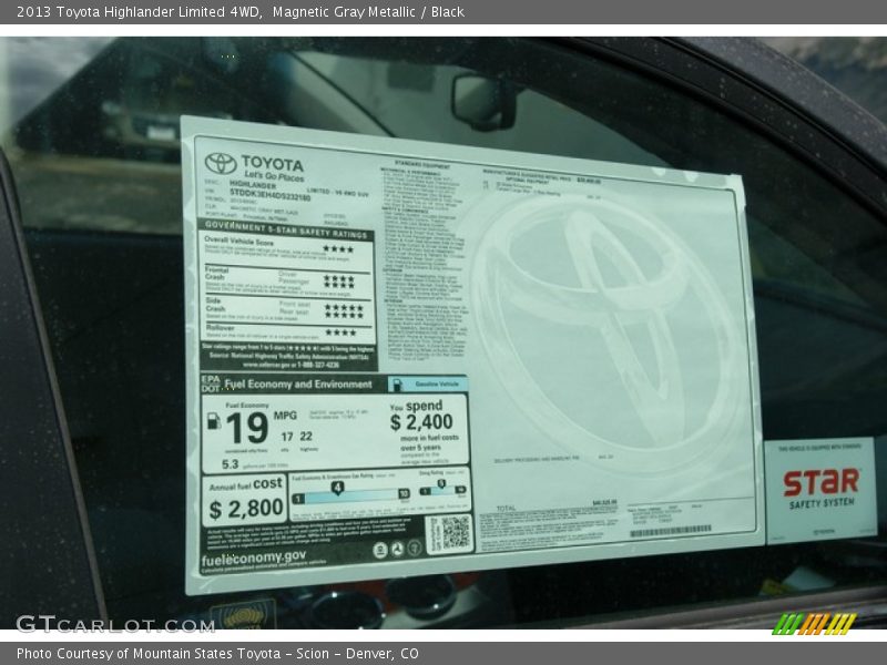 Magnetic Gray Metallic / Black 2013 Toyota Highlander Limited 4WD