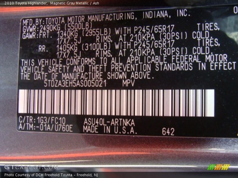 Magnetic Gray Metallic / Ash 2010 Toyota Highlander
