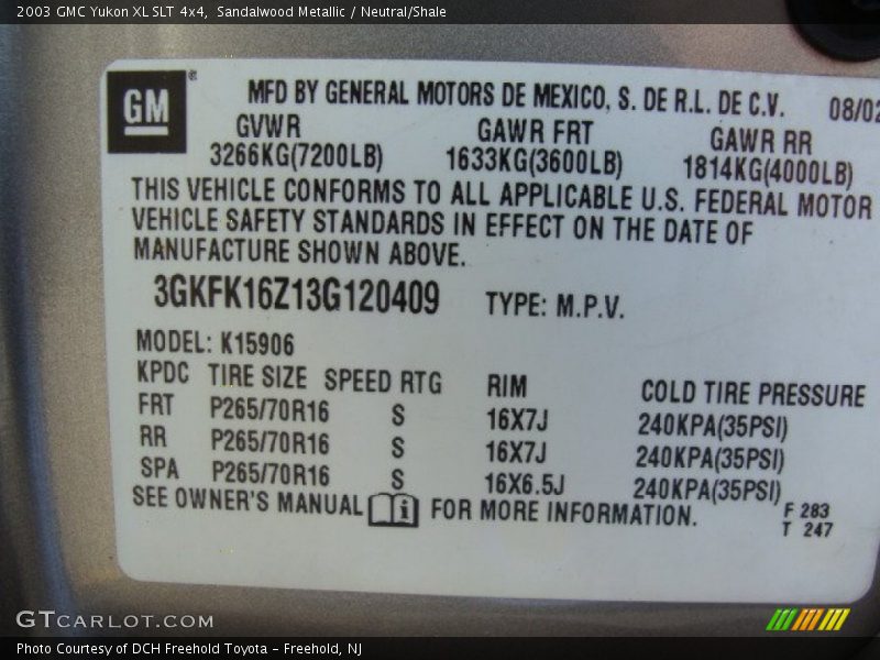Sandalwood Metallic / Neutral/Shale 2003 GMC Yukon XL SLT 4x4