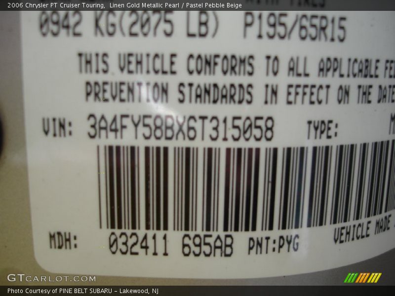 Linen Gold Metallic Pearl / Pastel Pebble Beige 2006 Chrysler PT Cruiser Touring