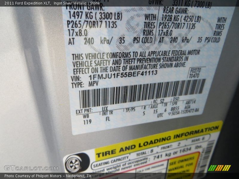 Ingot Silver Metallic / Stone 2011 Ford Expedition XLT