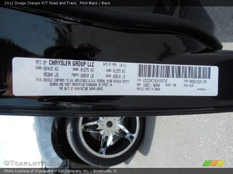 Pitch Black / Black 2012 Dodge Charger R/T Road and Track