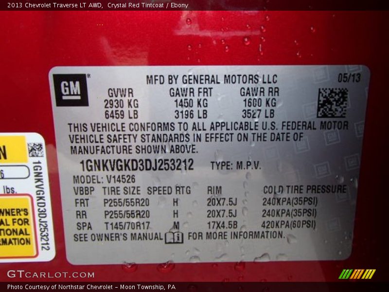 Crystal Red Tintcoat / Ebony 2013 Chevrolet Traverse LT AWD