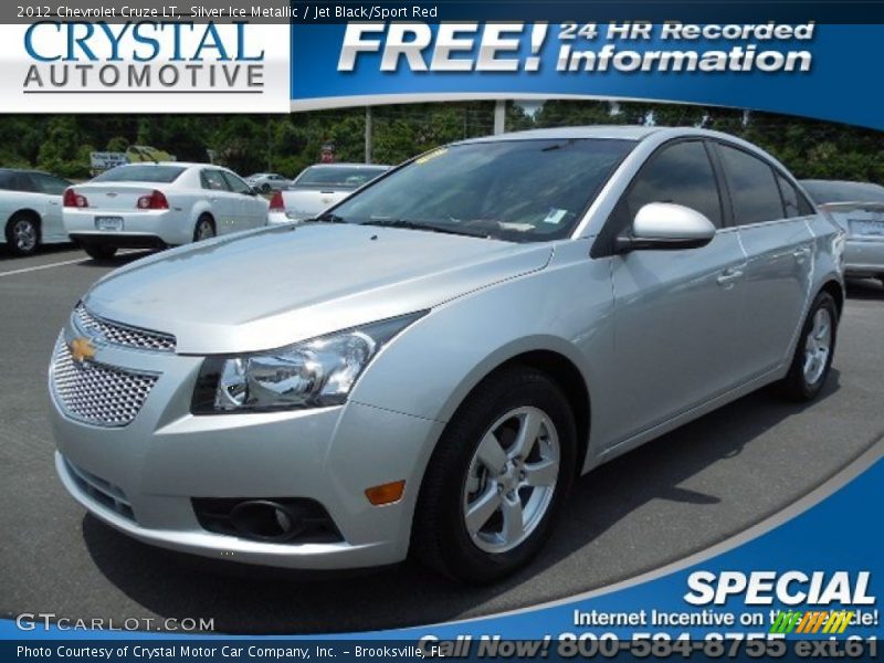 Silver Ice Metallic / Jet Black/Sport Red 2012 Chevrolet Cruze LT