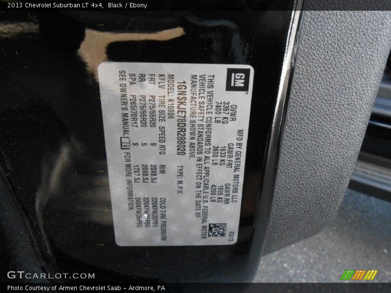 Black / Ebony 2013 Chevrolet Suburban LT 4x4
