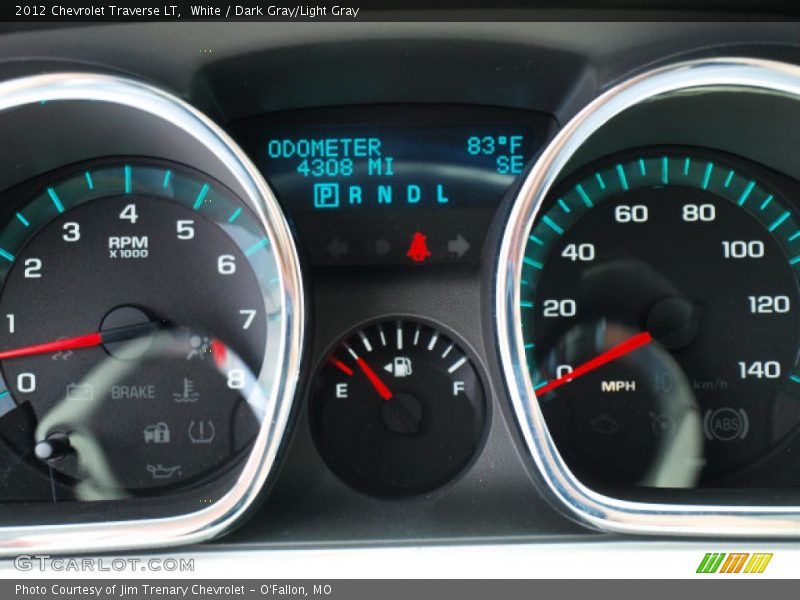 White / Dark Gray/Light Gray 2012 Chevrolet Traverse LT