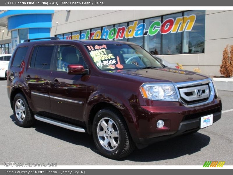 Dark Cherry Pearl / Beige 2011 Honda Pilot Touring 4WD