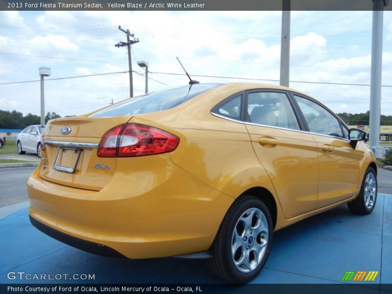 Yellow Blaze / Arctic White Leather 2013 Ford Fiesta Titanium Sedan