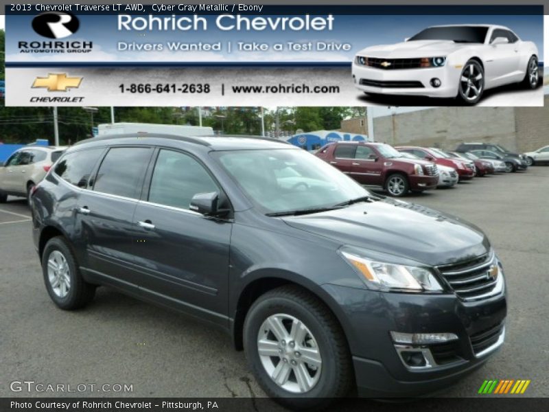 Cyber Gray Metallic / Ebony 2013 Chevrolet Traverse LT AWD