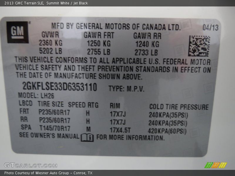 Summit White / Jet Black 2013 GMC Terrain SLE