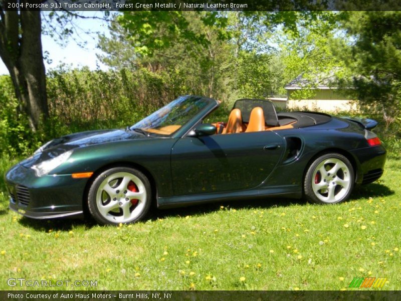 Forest Green Metallic / Natural Leather Brown 2004 Porsche 911 Turbo Cabriolet