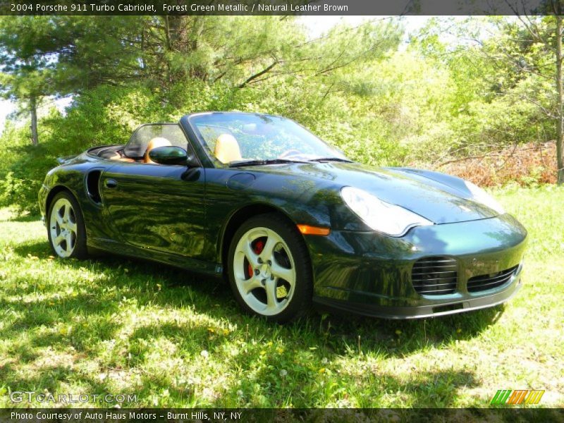 Forest Green Metallic / Natural Leather Brown 2004 Porsche 911 Turbo Cabriolet