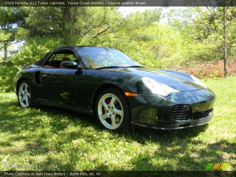 Forest Green Metallic / Natural Leather Brown 2004 Porsche 911 Turbo Cabriolet