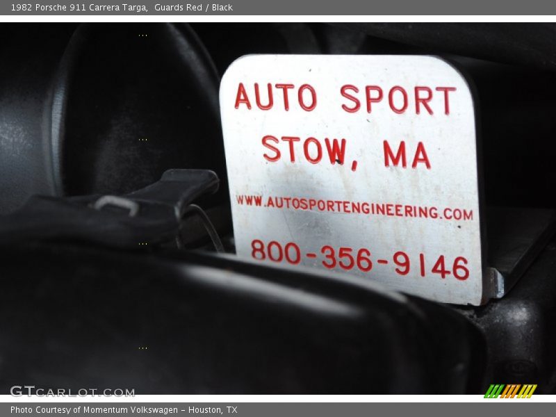 Info Tag of 1982 911 Carrera Targa