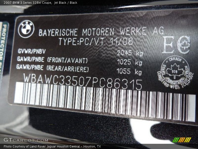 Jet Black / Black 2007 BMW 3 Series 328xi Coupe