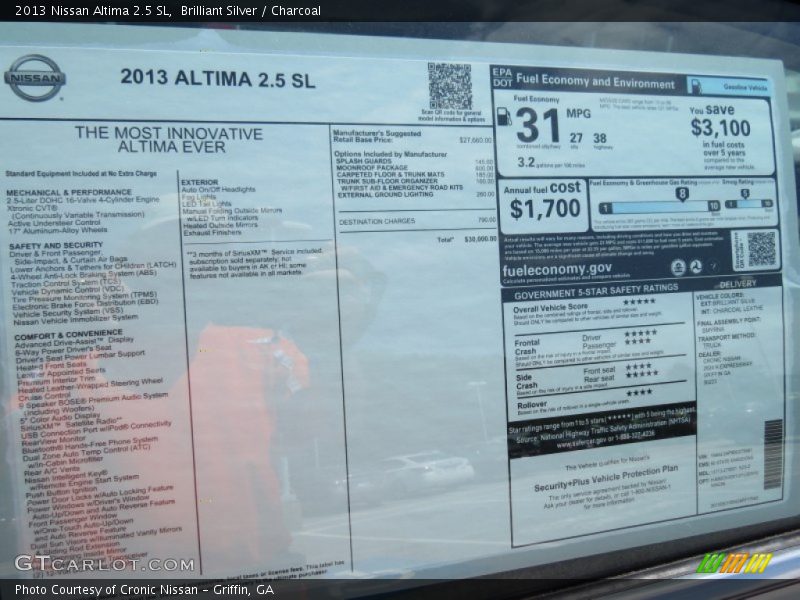 Brilliant Silver / Charcoal 2013 Nissan Altima 2.5 SL