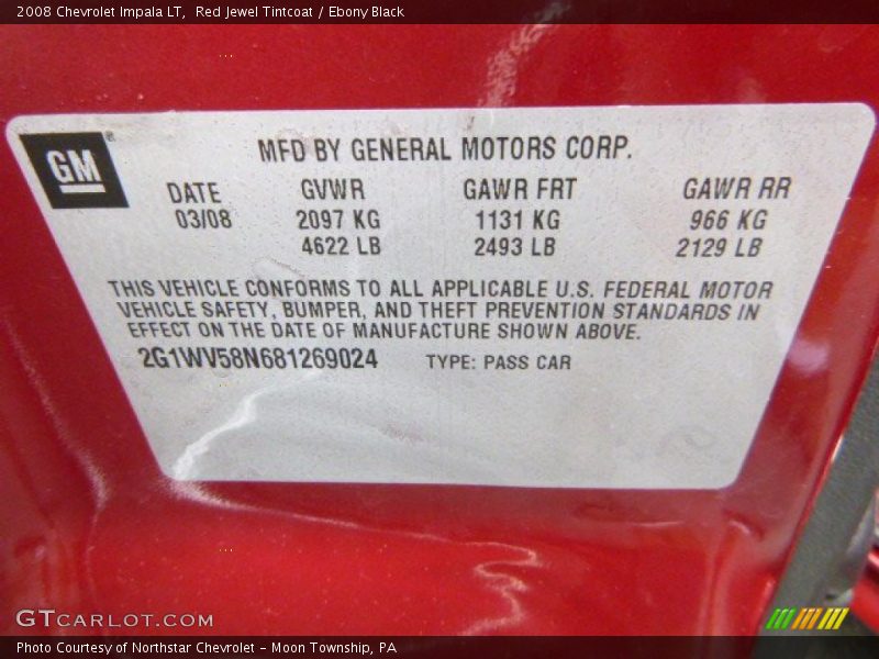 Red Jewel Tintcoat / Ebony Black 2008 Chevrolet Impala LT