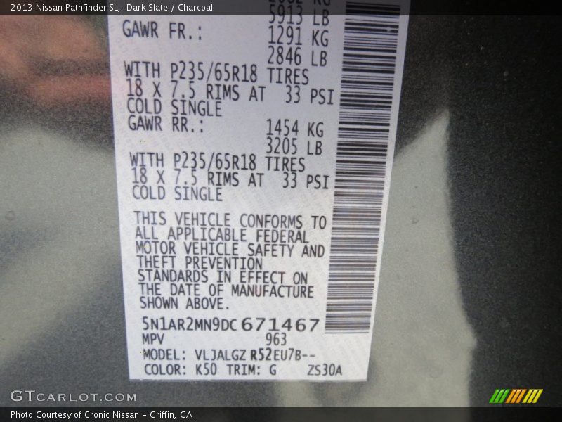 Dark Slate / Charcoal 2013 Nissan Pathfinder SL