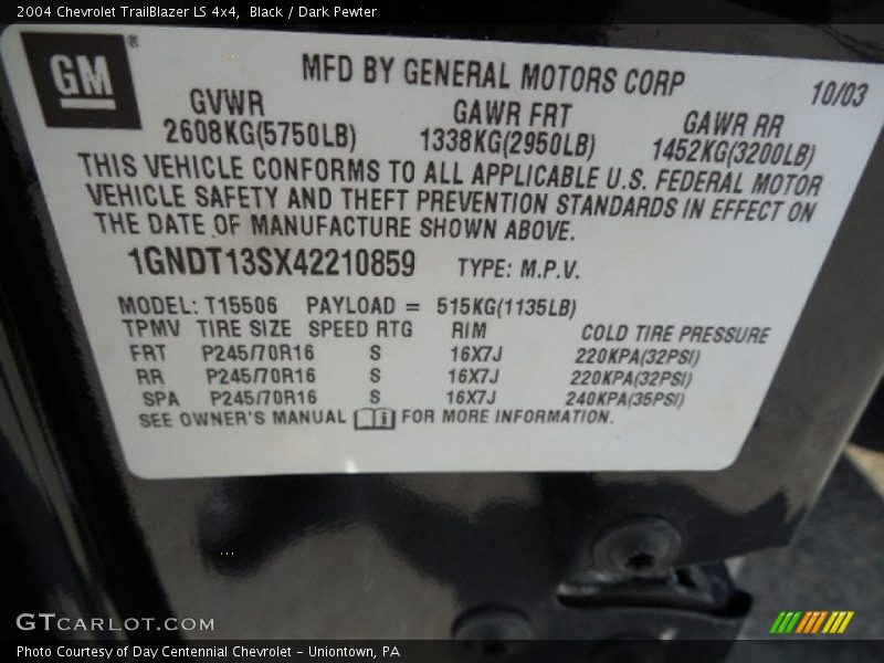 Black / Dark Pewter 2004 Chevrolet TrailBlazer LS 4x4