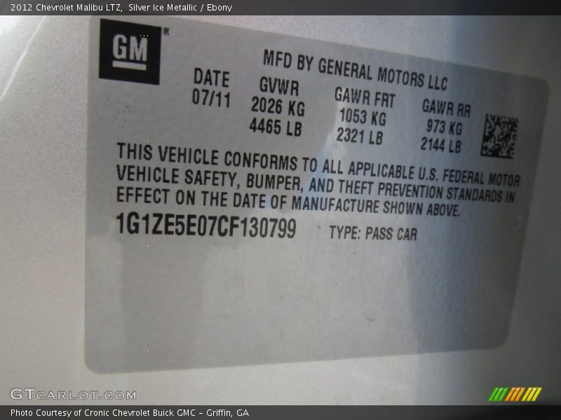 Silver Ice Metallic / Ebony 2012 Chevrolet Malibu LTZ