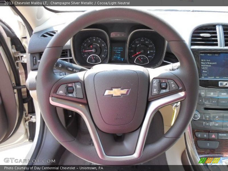 Champagne Silver Metallic / Cocoa/Light Neutral 2013 Chevrolet Malibu LT