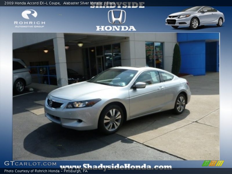 Alabaster Silver Metallic / Black 2009 Honda Accord EX-L Coupe