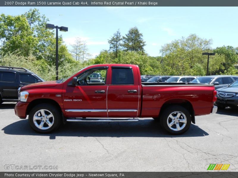 Inferno Red Crystal Pearl / Khaki Beige 2007 Dodge Ram 1500 Laramie Quad Cab 4x4