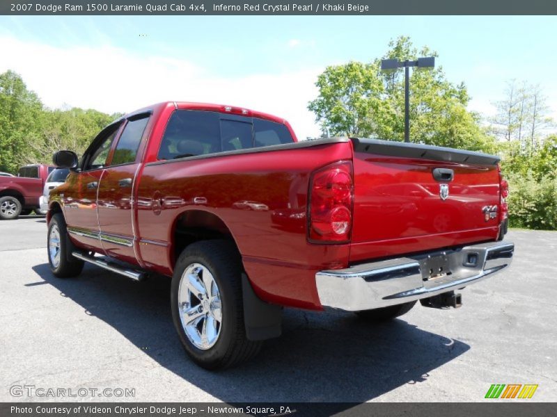 Inferno Red Crystal Pearl / Khaki Beige 2007 Dodge Ram 1500 Laramie Quad Cab 4x4