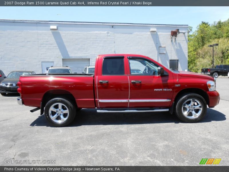 Inferno Red Crystal Pearl / Khaki Beige 2007 Dodge Ram 1500 Laramie Quad Cab 4x4