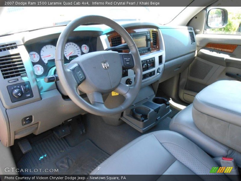 Inferno Red Crystal Pearl / Khaki Beige 2007 Dodge Ram 1500 Laramie Quad Cab 4x4