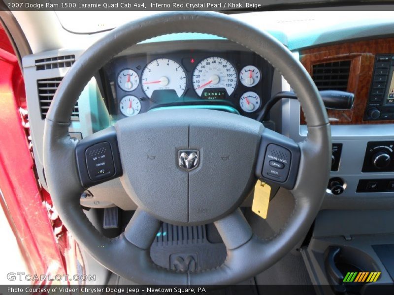 Inferno Red Crystal Pearl / Khaki Beige 2007 Dodge Ram 1500 Laramie Quad Cab 4x4