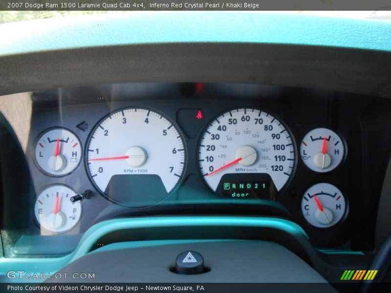 Inferno Red Crystal Pearl / Khaki Beige 2007 Dodge Ram 1500 Laramie Quad Cab 4x4