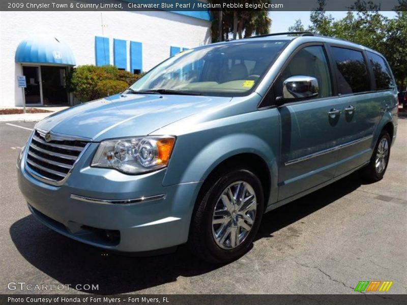 Clearwater Blue Pearl / Medium Pebble Beige/Cream 2009 Chrysler Town & Country Limited